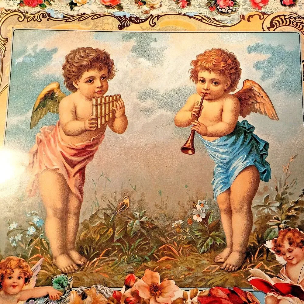 Vintage Victorian Cherubs Angels Florals, Junk Journal Craft Ephemera, Decoupage